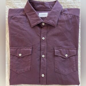 ORDEAN Western Patch Pocket Spread Collar Sport Shirt in Merlot Size XXL $275